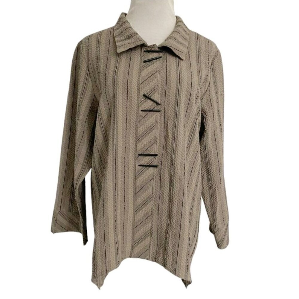Habitat Size Medium Top Blouse Button Down Shirt Collared Boho Lagenlook Artsy